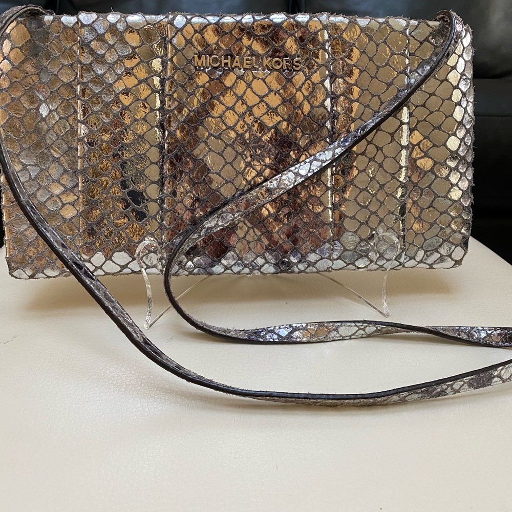 Michael kors silver leather vintage evening bag